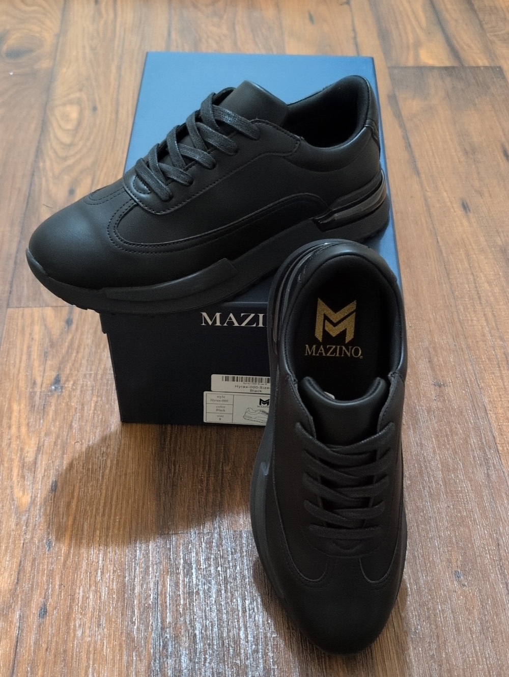 NIB Mazino Hyrax-000 Men's Black Casual Sneakers - Size 8